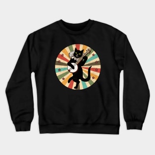 Vintage Cat Playing Banjo Crewneck Sweatshirt